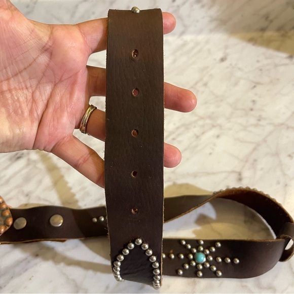 Leatherock Soft Genuine 100% Leather Turquoise studded belt - Picture 11 of 14